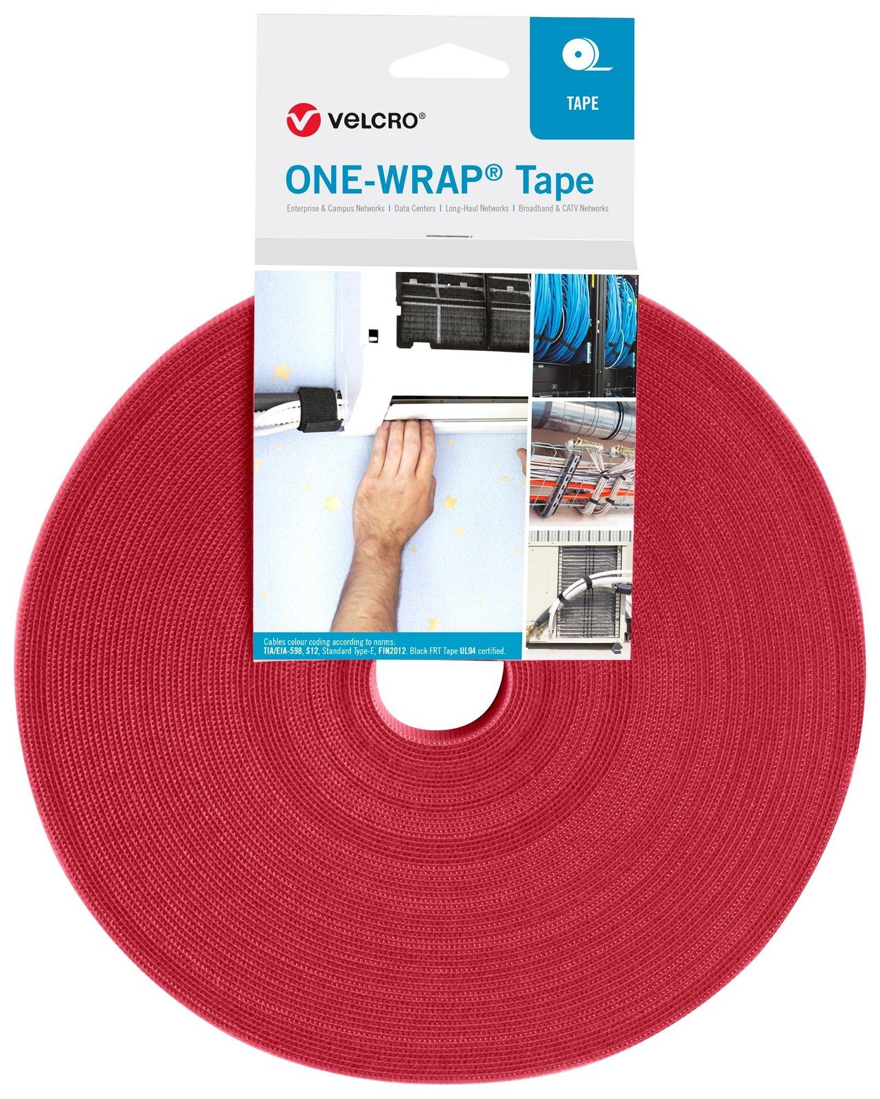 Velcro Vel-Ow64105 Tape, Pp, 10Mm X 25M, Red