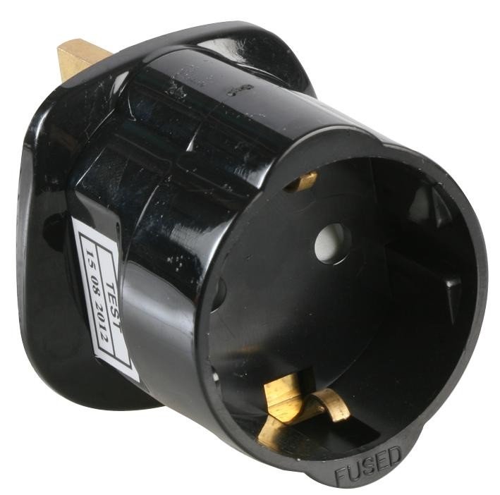 Pro Elec 9680 Black Schuko To Uk Travel Adaptor Black