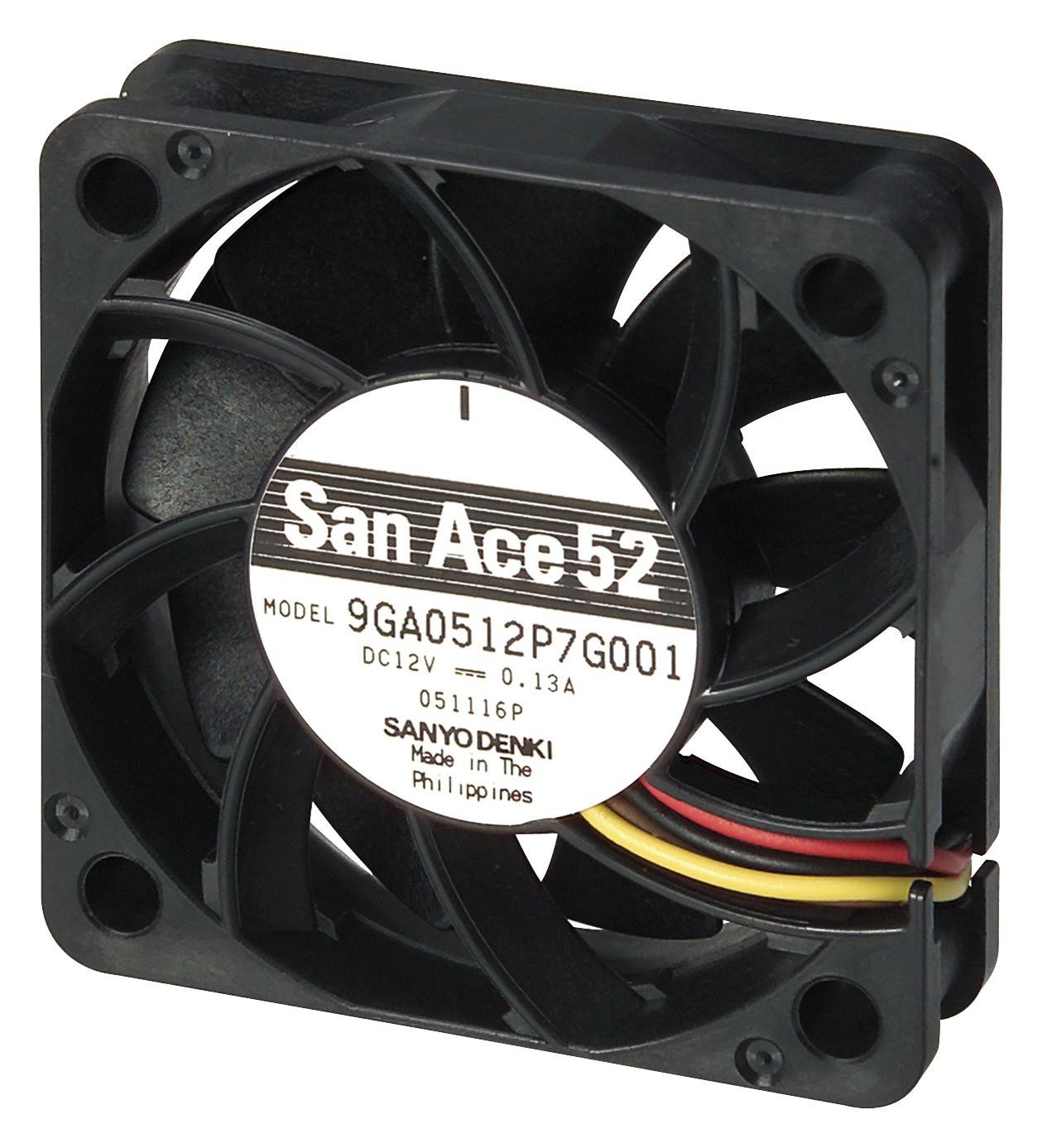 Sanyo Denki 9Ga0524P7G001 Dc Axial Fan, 17.7Cu.ft/min, Ball, 52Mm