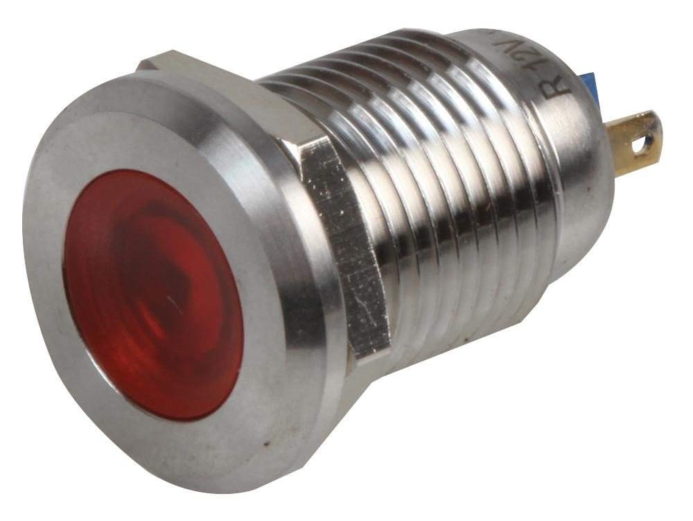 Rjs Electronics Rjs01-12I-170P-R-Bs-12V-67J Led Indicator, 12Mm Flat Red 12V Br/st