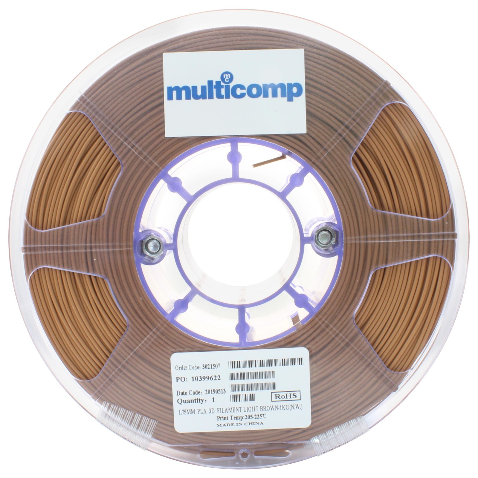 Multicomp Mc011455 3D Printer Filament, Pla, 1.75Mm, Brown