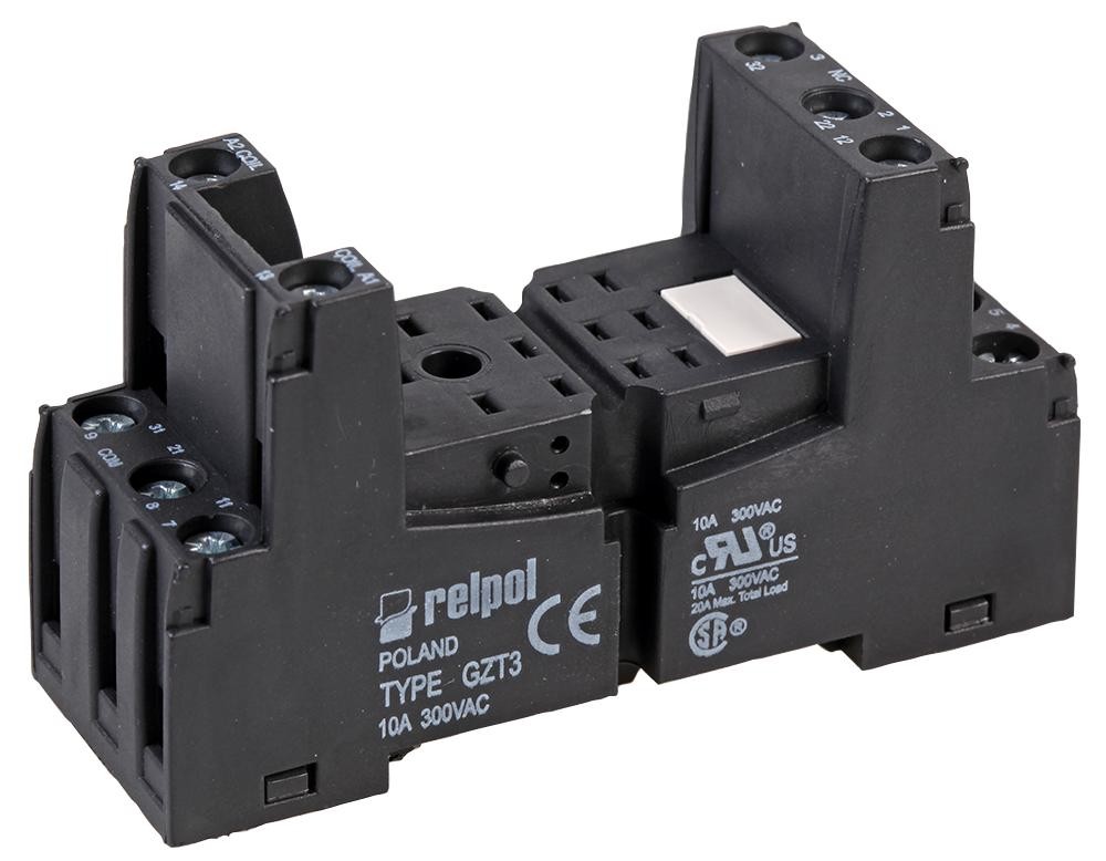 Relpol Gzt3-Black 11-Pin Industrial Relay Base, Black