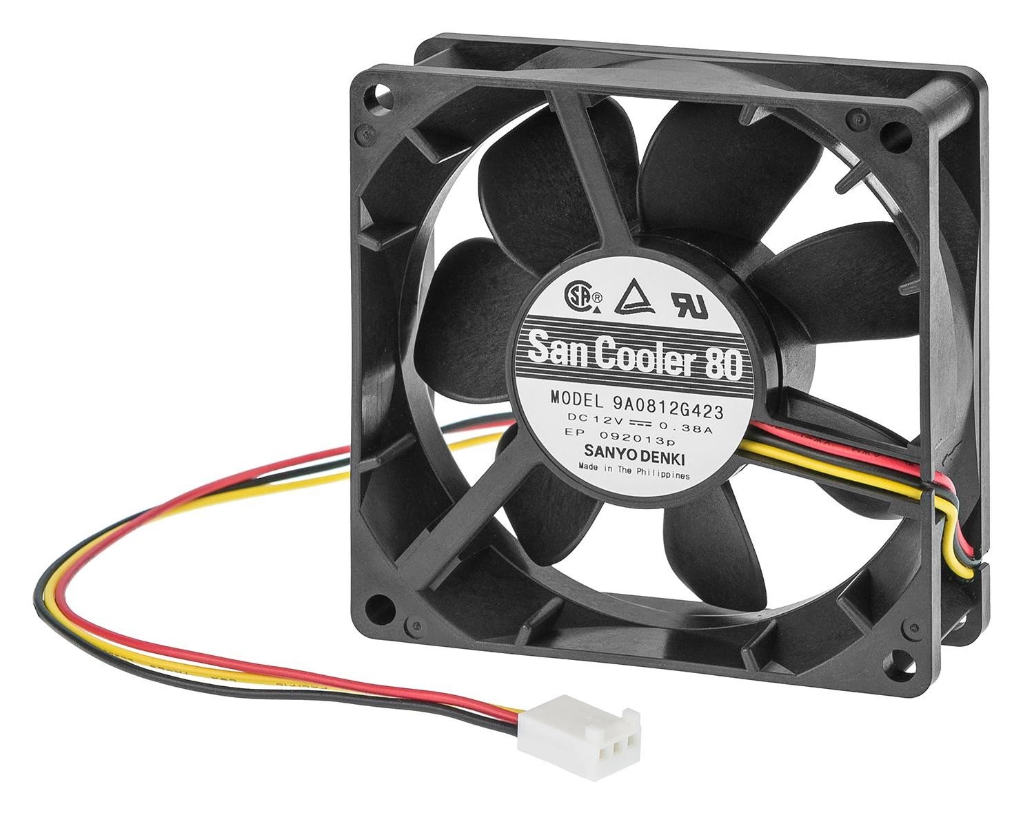 Sanyo Denki 9A0824G420 Axial Fan, 80Mm, 24Vdc, 53Cfm, 40Dba