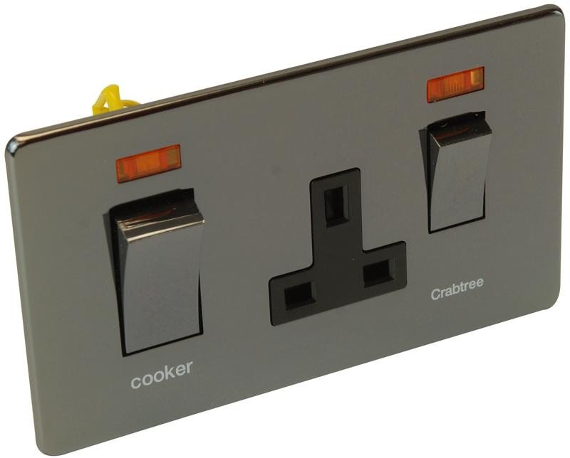 Crabtree 7521/3Bkn 45A Dp 13A Sw Skt C/w Neon Black Nickel