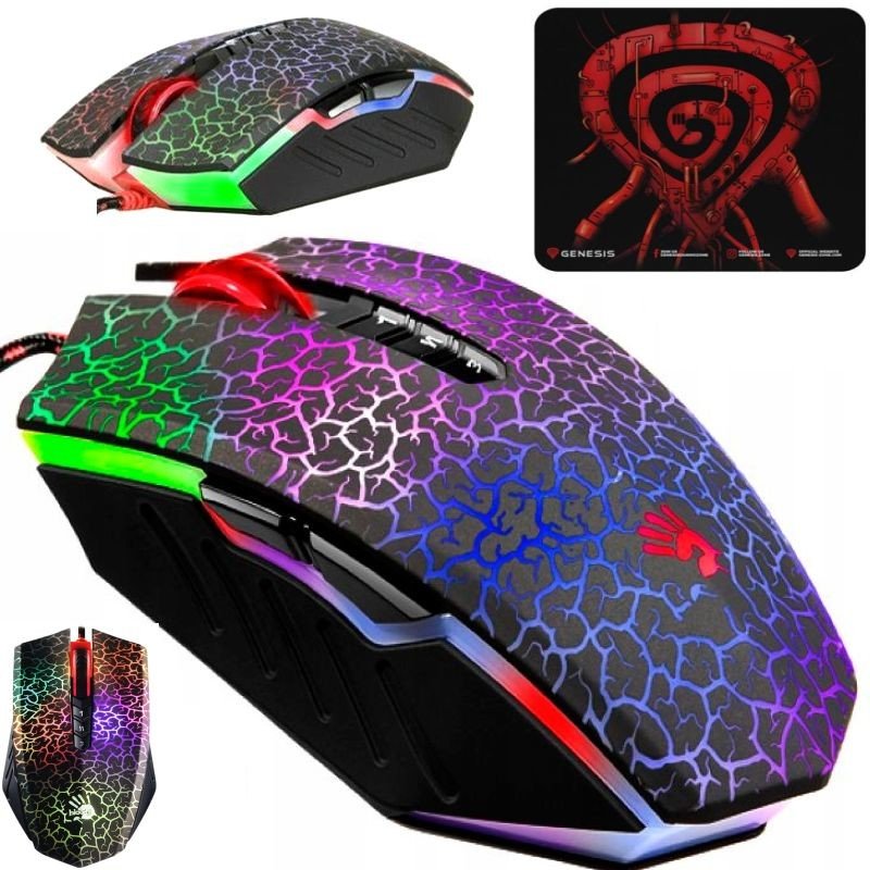 Myš-podsvícená Rgb Herní Pro Hráče A4TECH Drátová Podložka