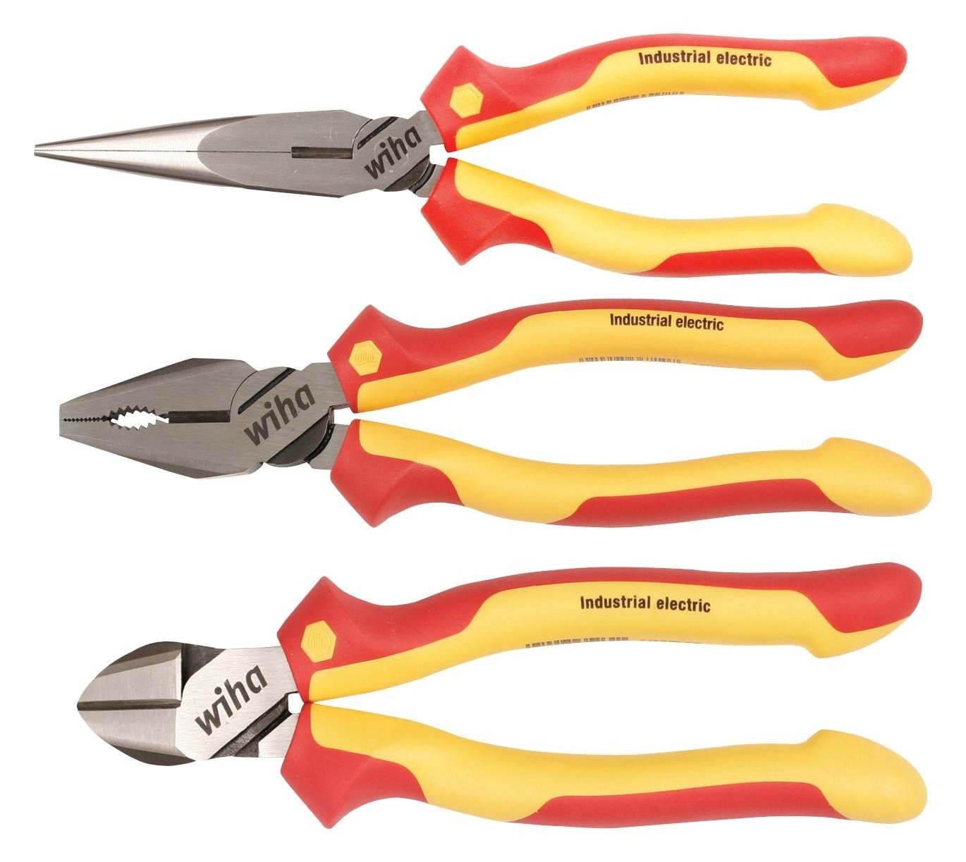 Wiha 38637 Plier Set, Industrial Electric, 3Pc