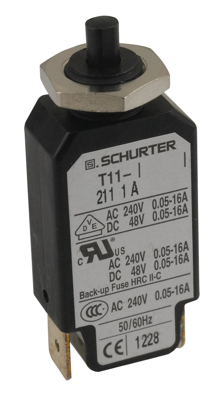 Schurter T11-211-1 Circuit Breaker, Thermal, 1P, 240V, 1A