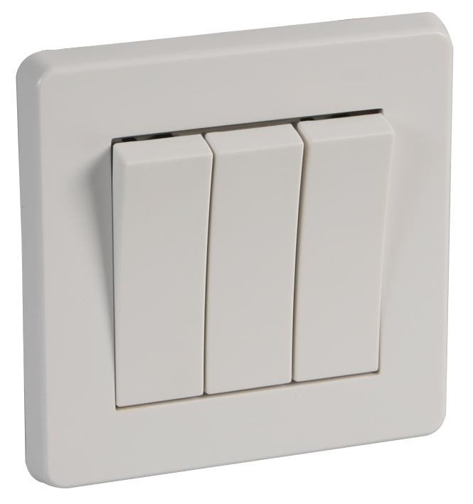 Crabtree 5173 3 Gang 2 Way Rocker Switch - E