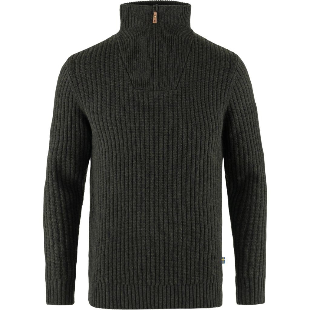 FJÄLLRÄVEN Övik Half Zip Knit M, Dark Olive (vzorek) velikost: M