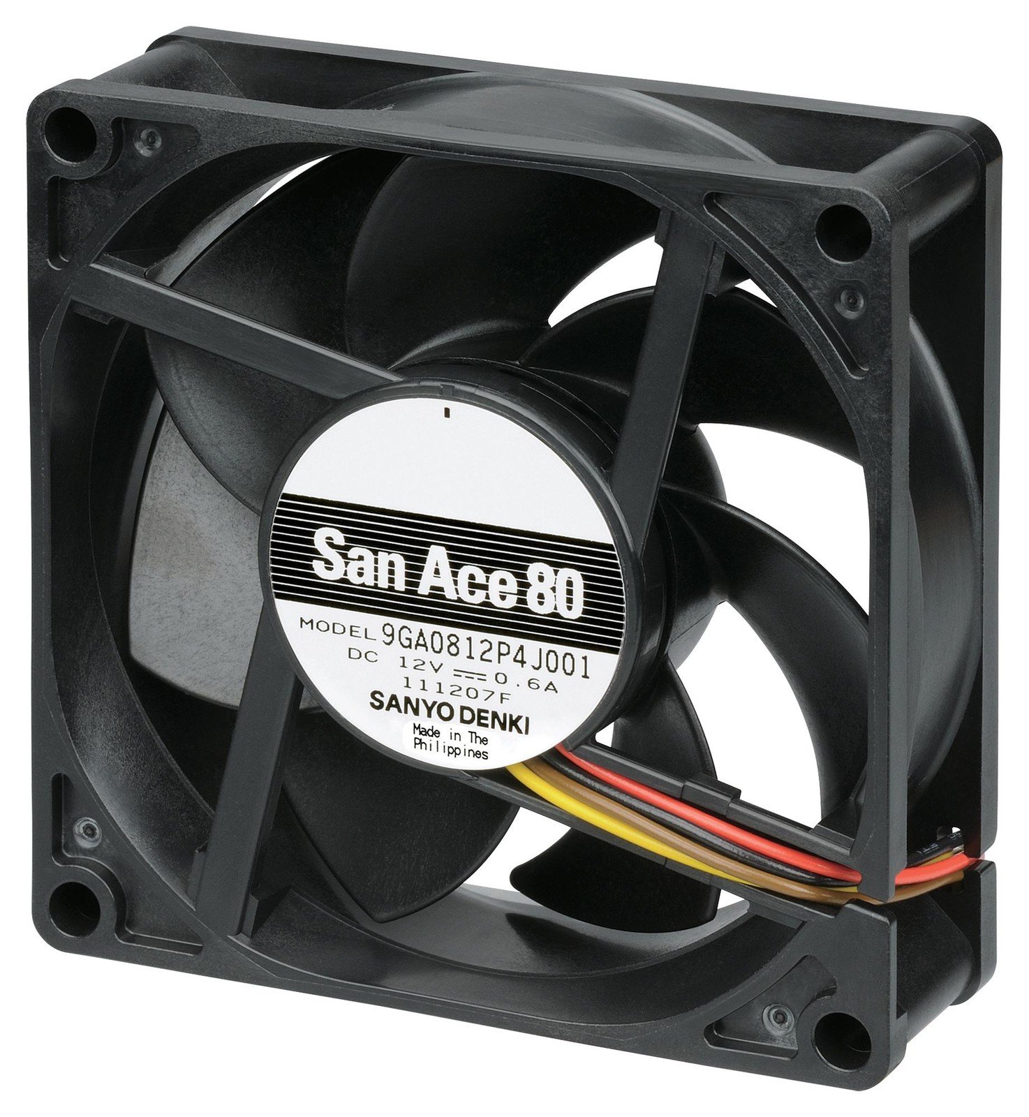 Sanyo Denki 9Ga0824P4H001 Dc Axial Fan, 51.5Cu.ft/min, Ball, 80Mm