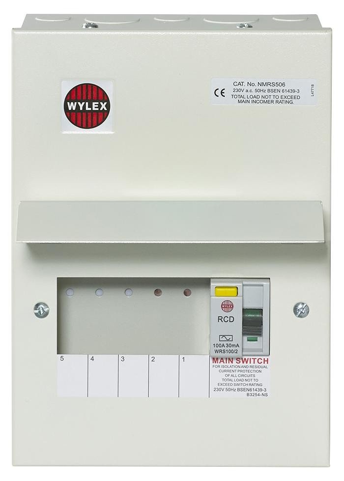 Wylex Nmrs506 Metal 5 Way Consumer Unit 100A 30Ma