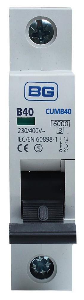 Bg Electrical Cumb40-01 40A Type B Mcb, Single Pole, 6Ka