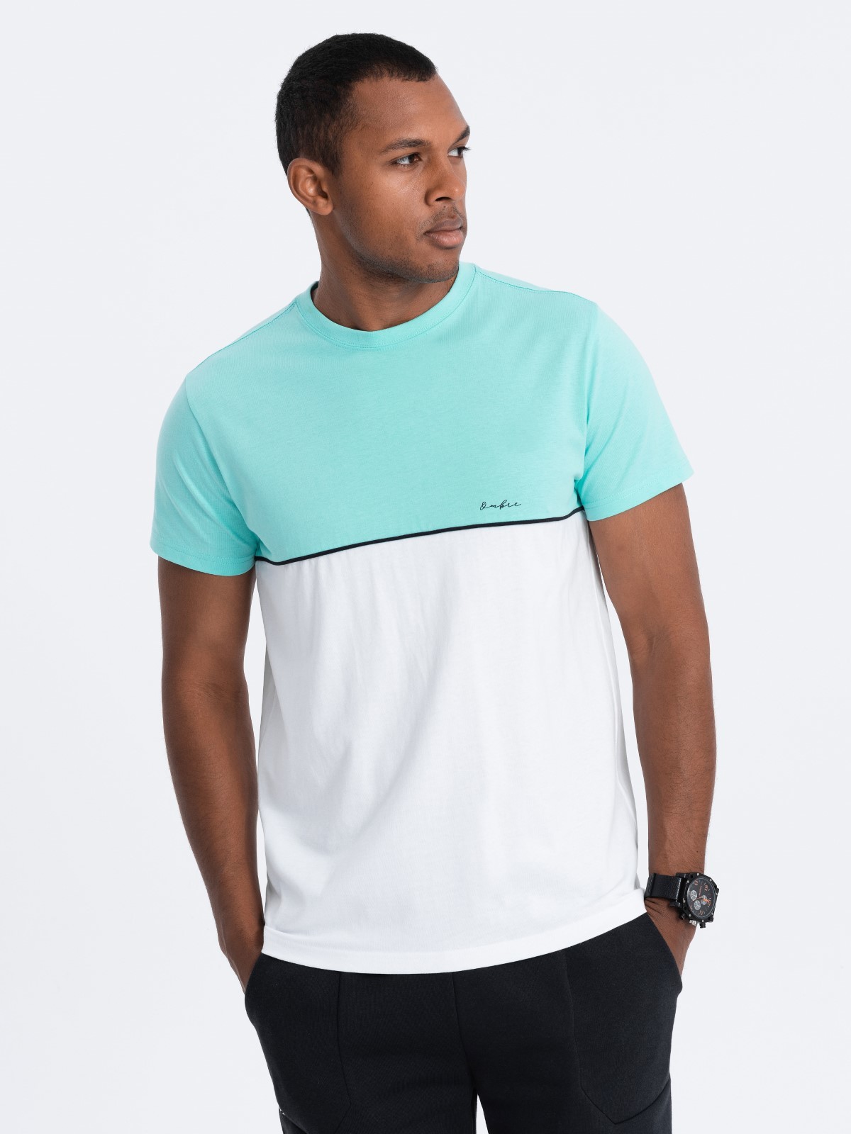 Men's two-tone cotton T-shirt V3 S1619