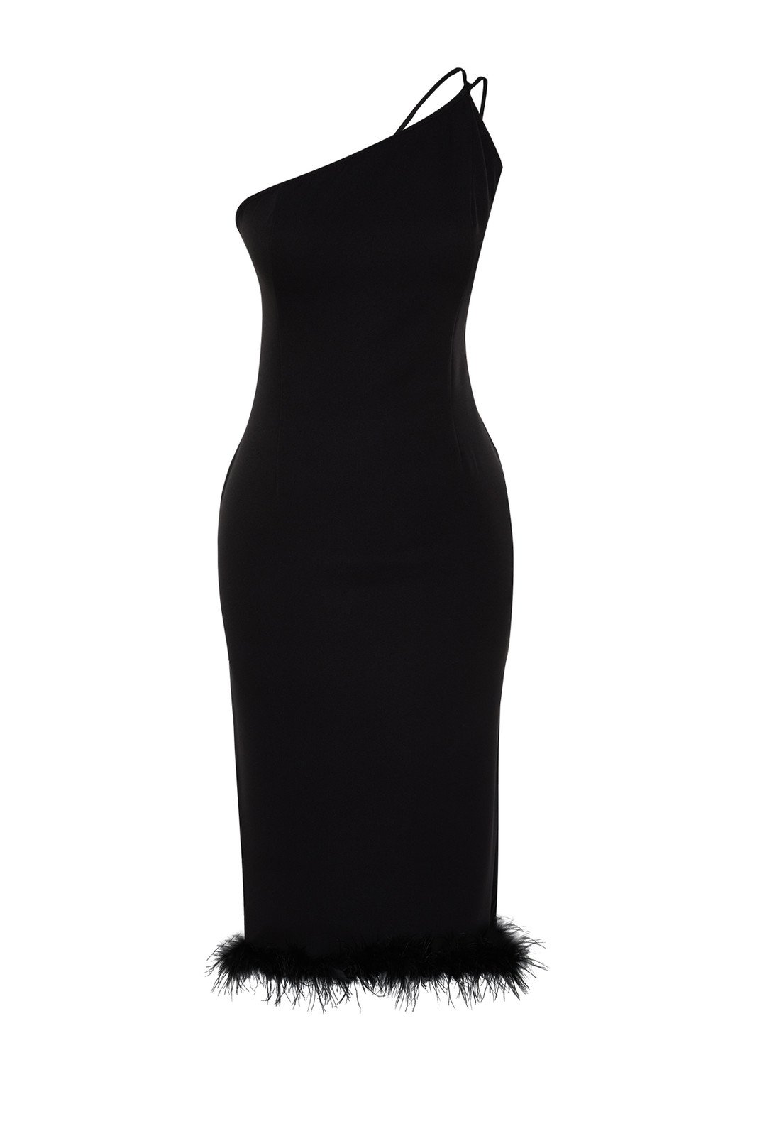Trendyol Black Fitted Elegant Evening Dress with Woven Otriches