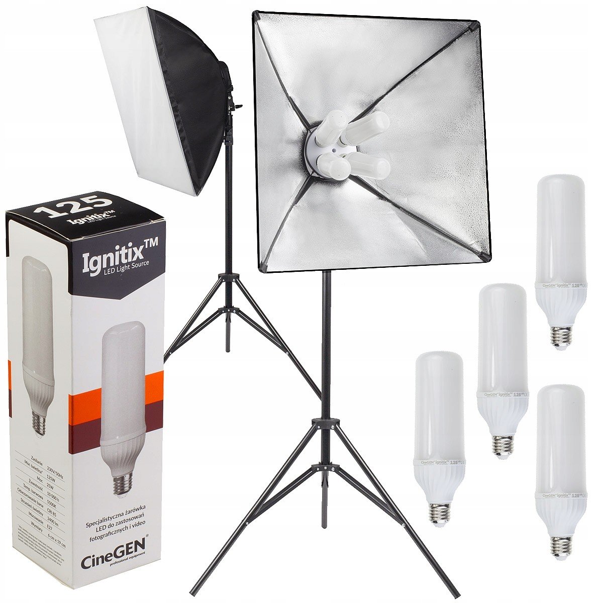 Fotografická lampa 500W Led stativ 5500K softbox 40x40 cm