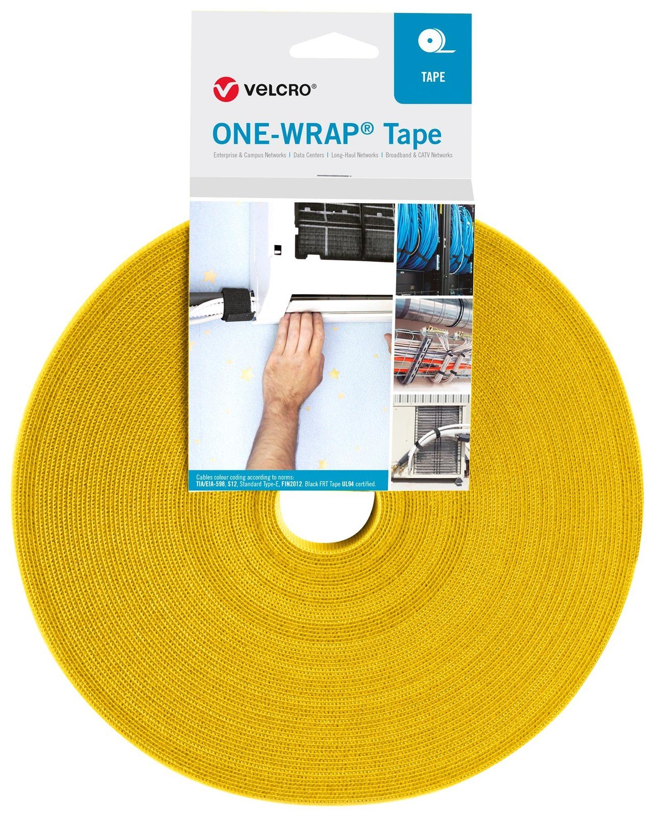 Velcro Vel-Ow64104 Tape, Pp, 10Mm X 25M, Yellow