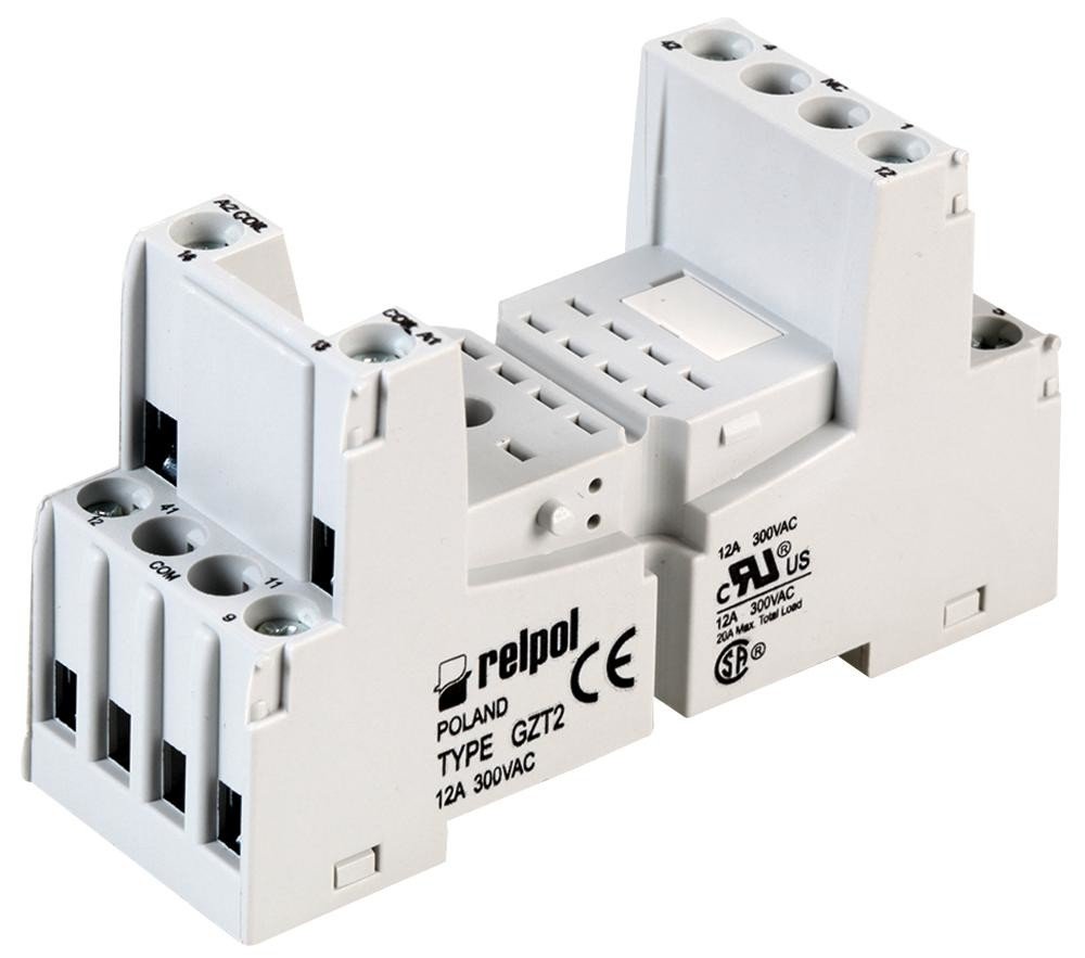 Relpol Gzt2-Grey 8-Pin Industrial Relay Base, Grey