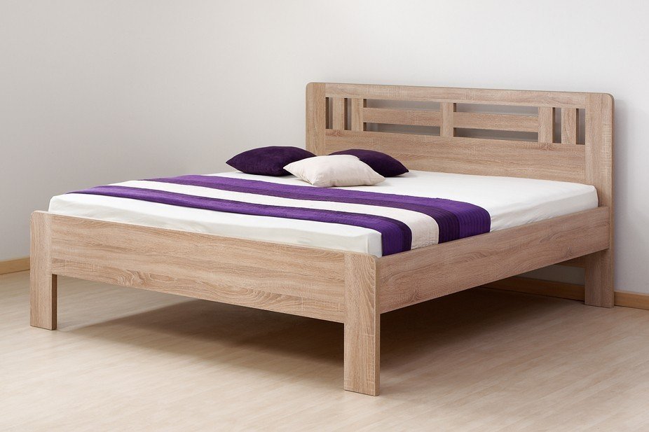 BMB ELLA MOON 180 x 200 cm - kvalitní lamino postel oblé rohy imitace dřeva ořech Natur - SKLADEM