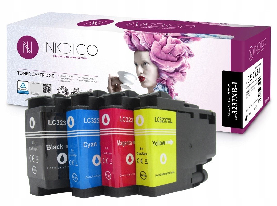 4x inkoustové náplně LC3237XL pro Brother J5945DW J6000DW J6947