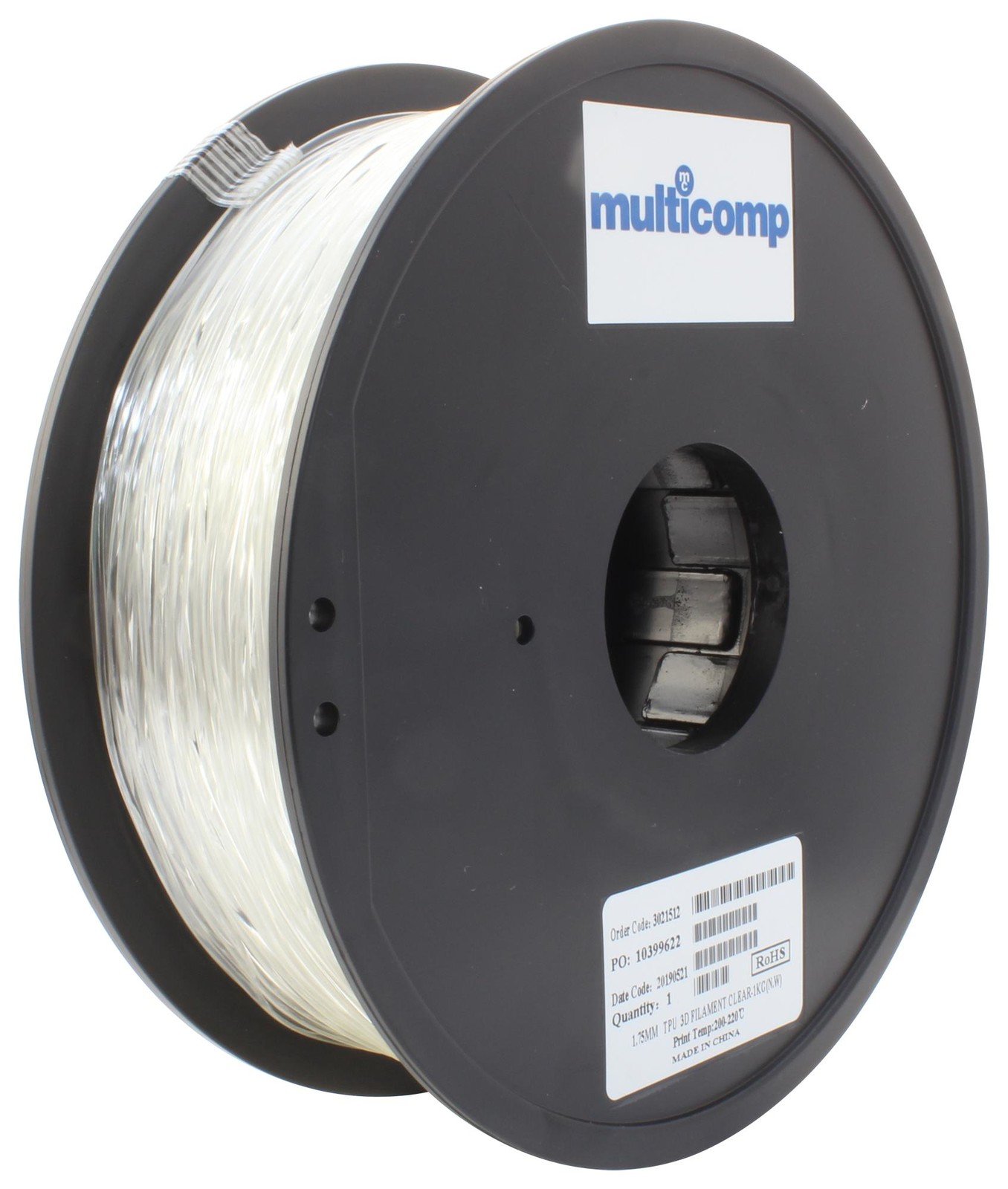 Multicomp Mc011460 3D Printer Filament, Tpu, 1.75Mm, Nat