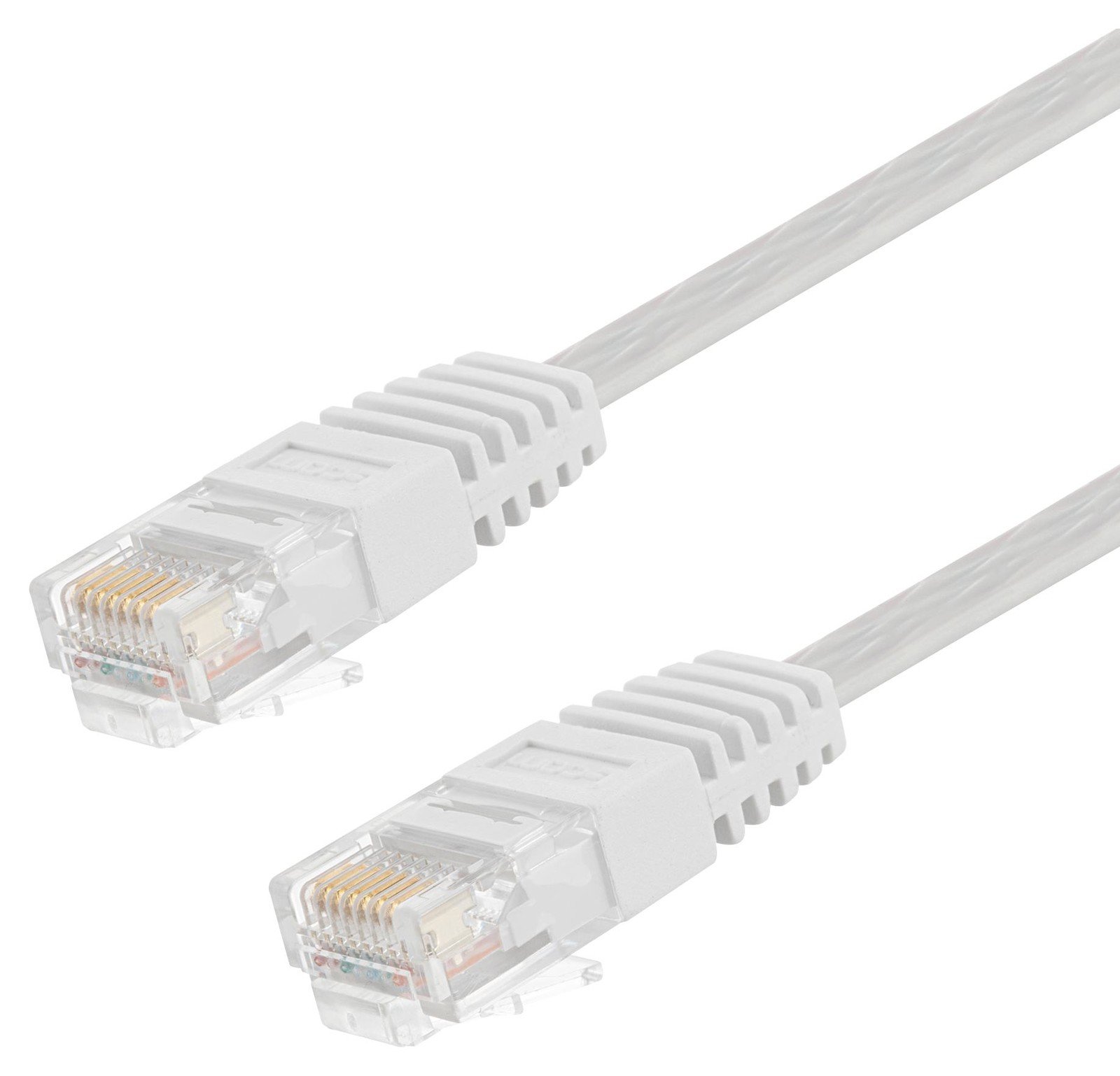 L-Com Trd855Flat-Wht-100 Patch Cord, Rj45 Plug-Plug, 100Ft, Wht