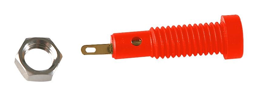 Staubli 23.0050-22 2Mm Banana Jack, Screw Mount, 10 A, 60 Vdc, Gold Plated Contacts, Red