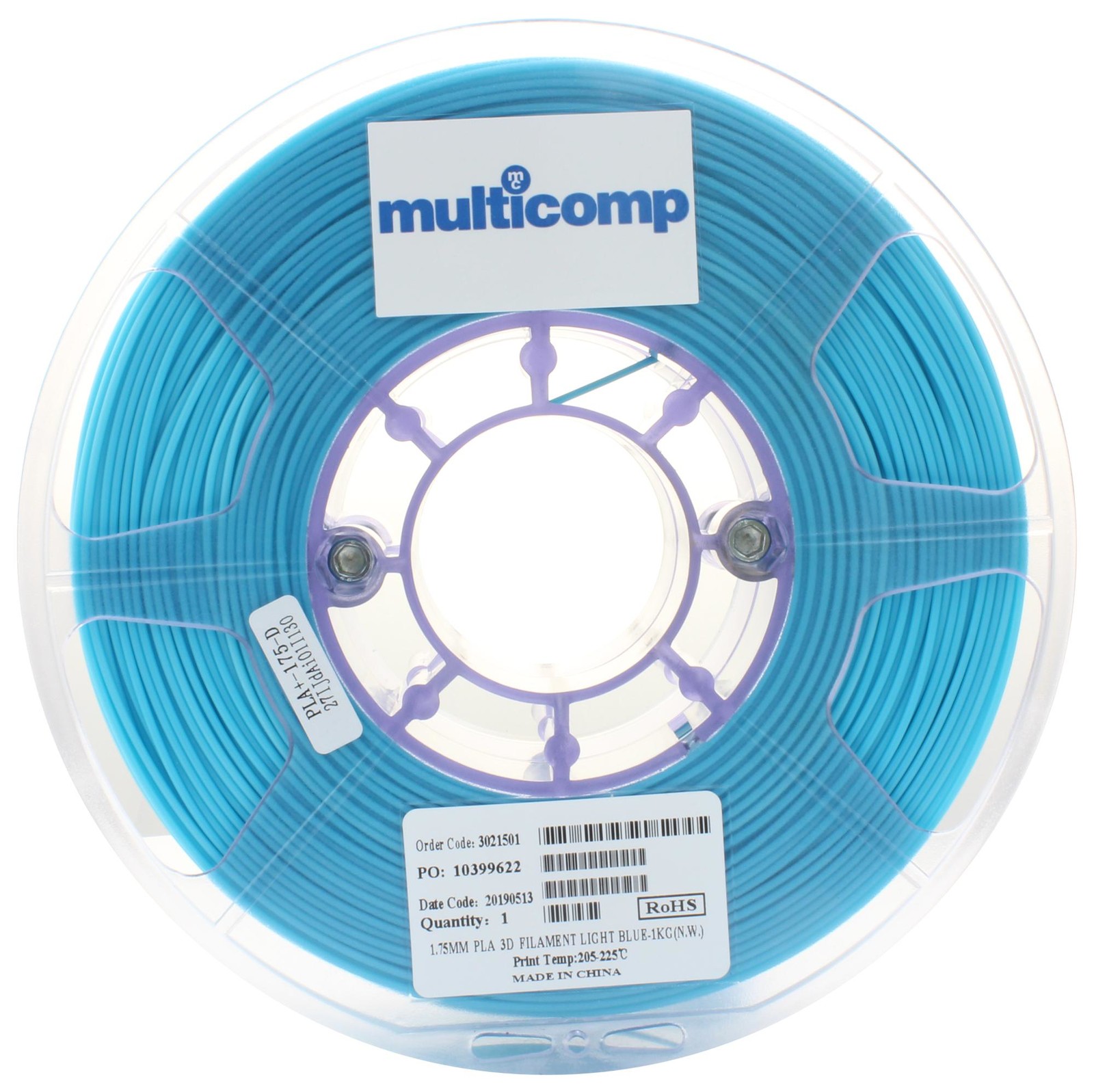 Multicomp Mc011450 3D Printer Filament, Pla, 1.75Mm, Blue