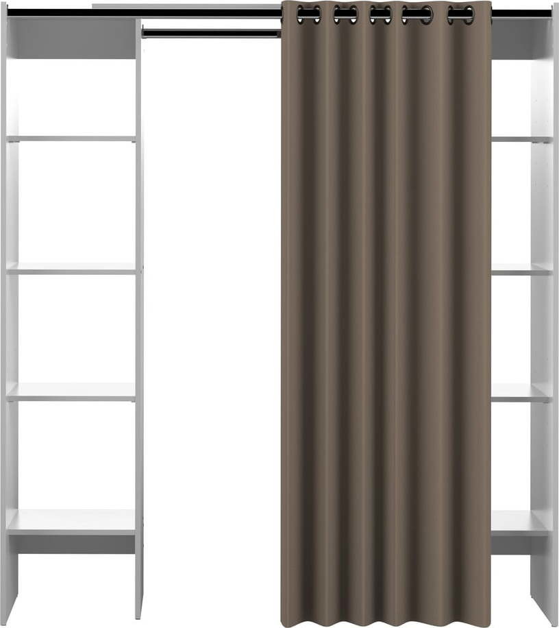 Otevřená šatní skříň ve světle hnědo-bílé barvě 185x182 cm Tom – TemaHome