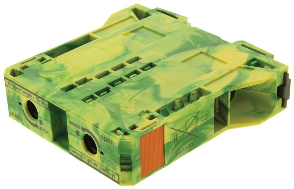 Wago 285-197 Terminal Block, Din Rail, 2 Position, 4-4/0Awg