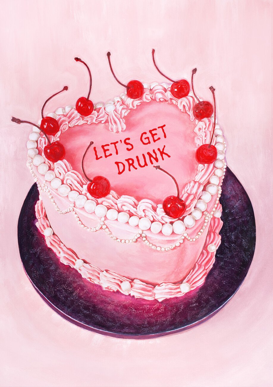 Julia Ilustrace Let's Get Drunk / Pink Cake, Julia, (30 x 40 cm)