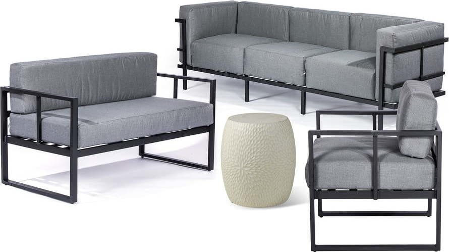Šedý hliníkový zahradní lounge set pro 6 – Bonami Essentials