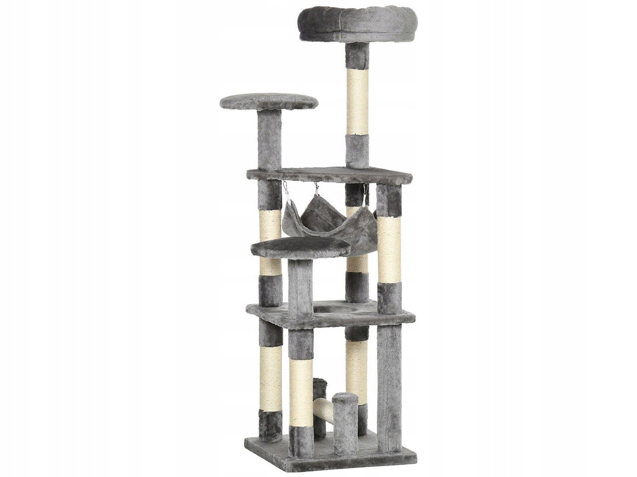 Odpočívadlo a škrabadlo pro kočky Pawhut D30-201, škrabací sloupek, šedé, 4