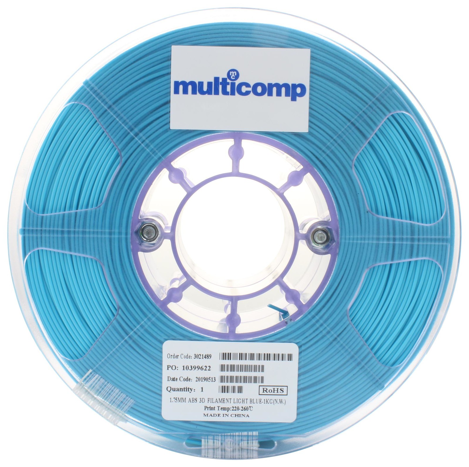 Multicomp Mc011439 3D Printer Filament, Abs, 1.75Mm, Blu