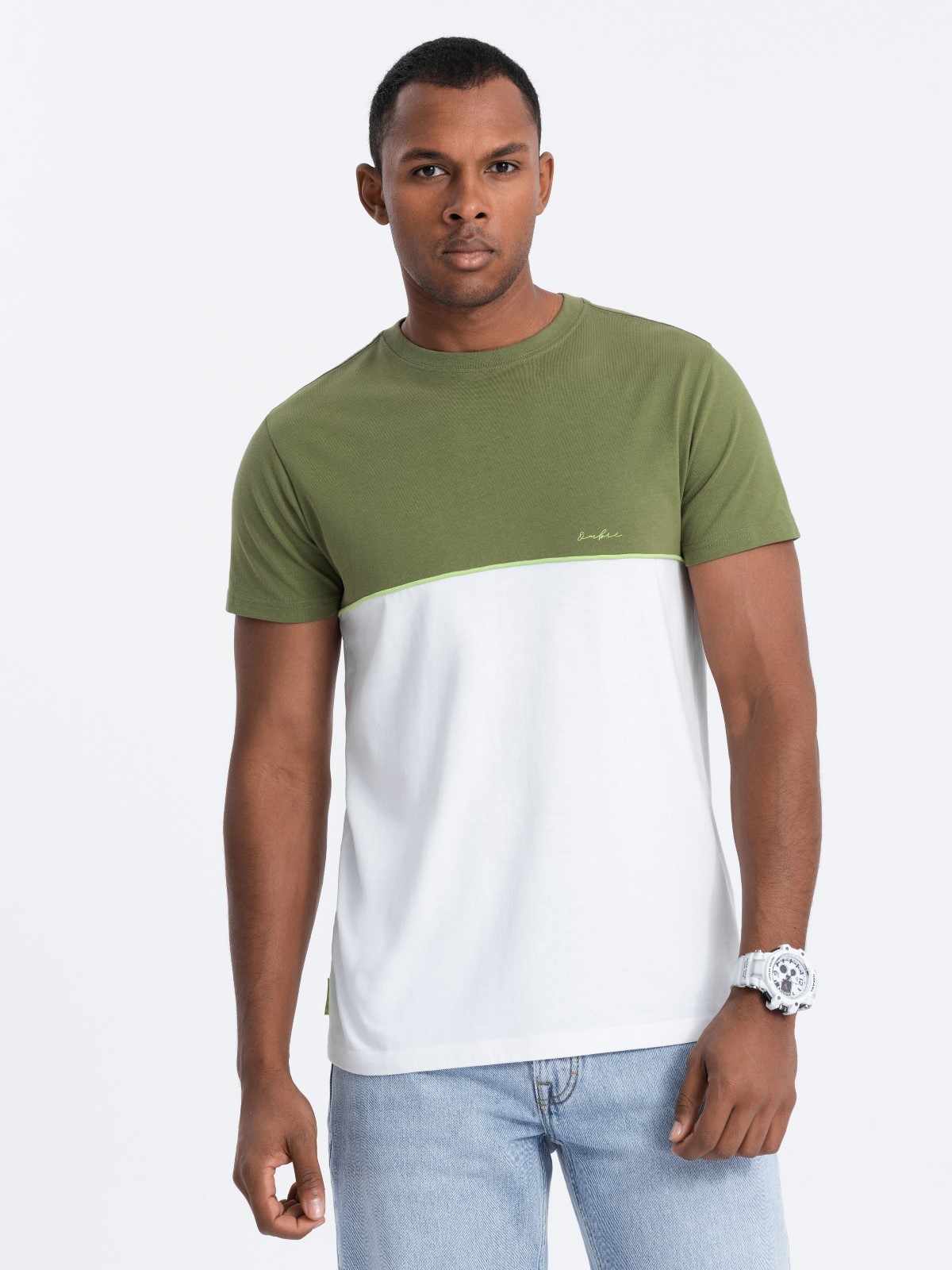 Men's two-tone cotton t-shirt V2 S1619