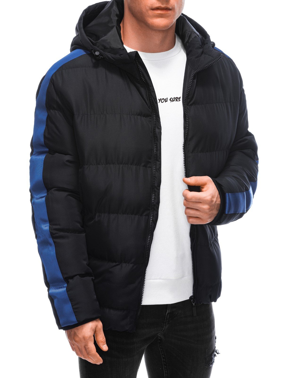 Edoti Men's quilted winter jacket - black