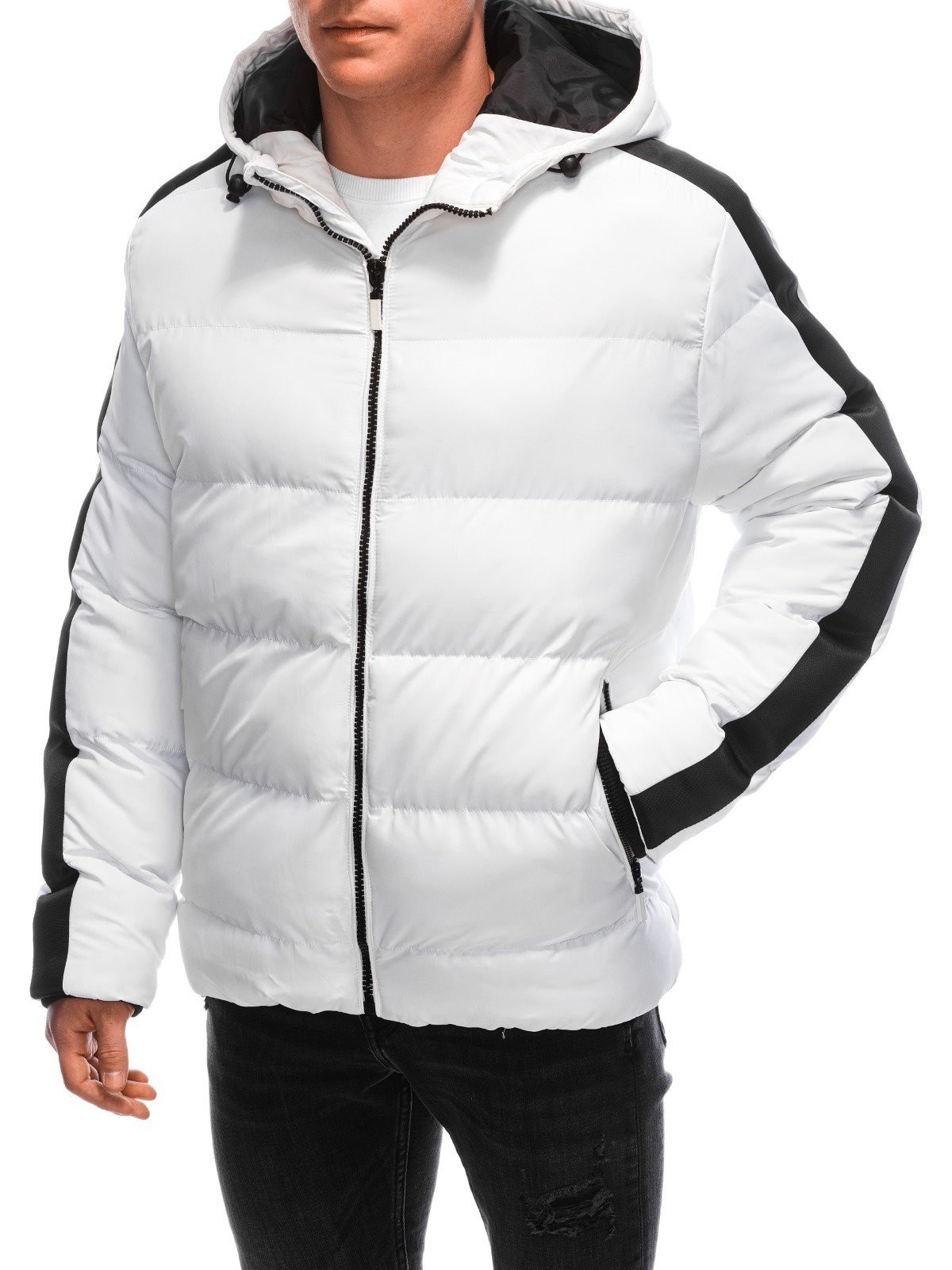 Edoti Men's quilted winter jacket - white