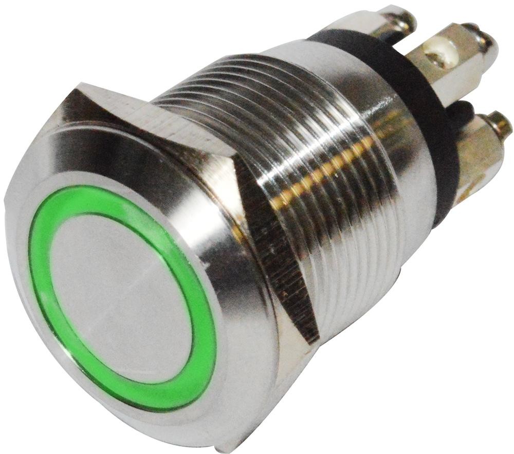 Rjs Electronics Rjs1N1S-19M-F-R-G-Bs-12V-65Q 19Mm Microtravel Switch Green 12V Screw