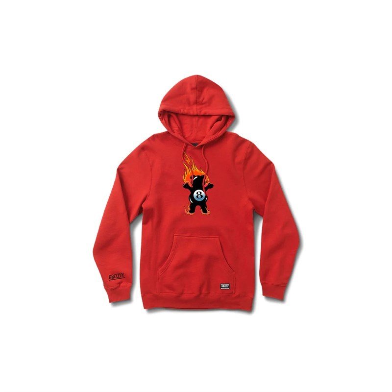 mikina GRIZZLY - Behind The 8Ball Pullover Hoodie (RED)