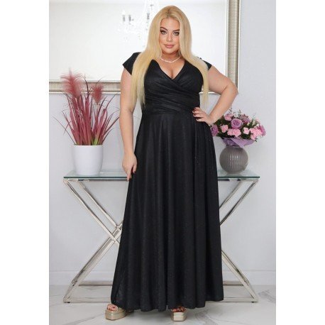 Dámské dlouhé společenské šaty EVELIN black, Velikost 48, Barva Černá BOSCA FASHION 506-1
