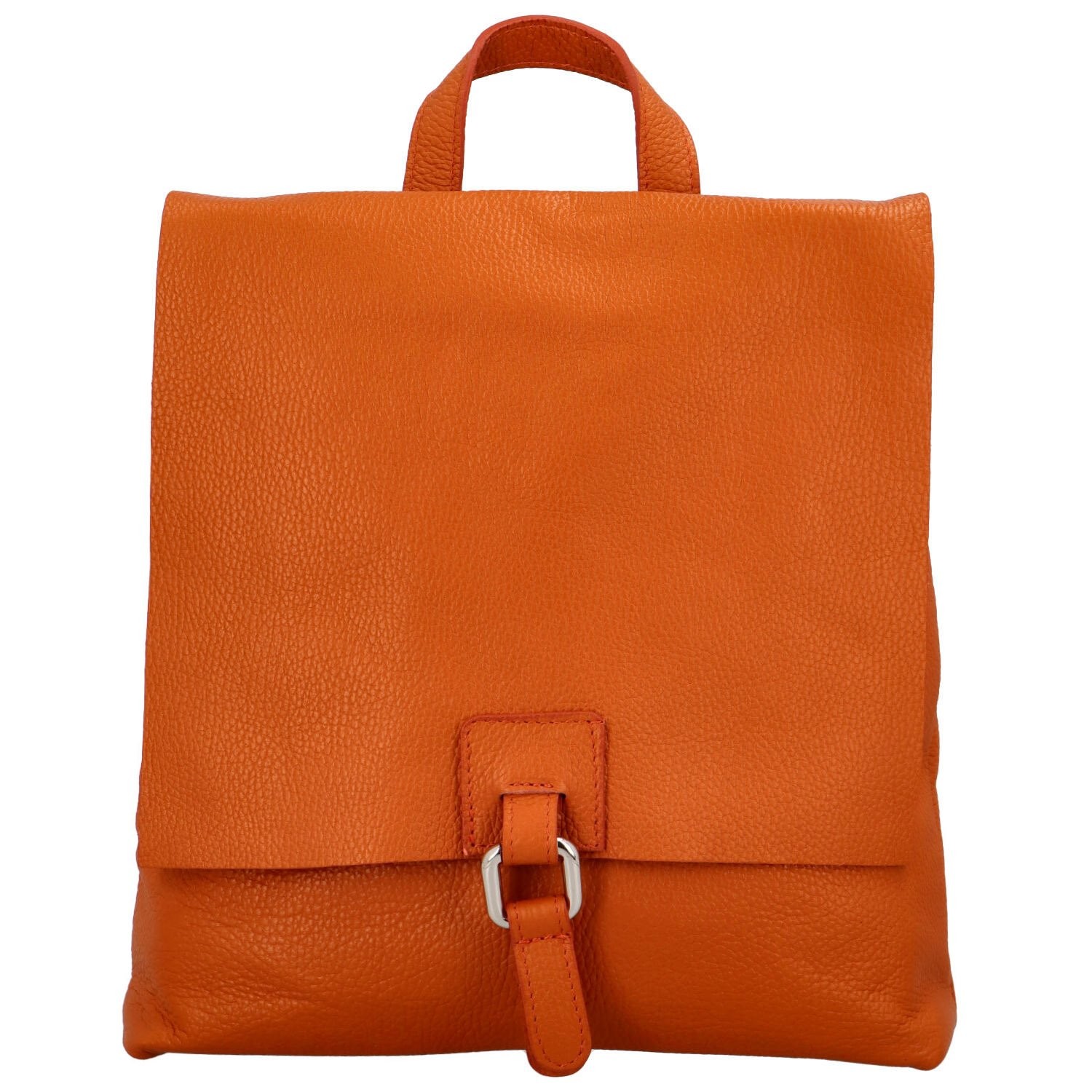 Dámský kožený batůžek/kabelka oranžový - Delami Vera Pelle Francesco oranžová