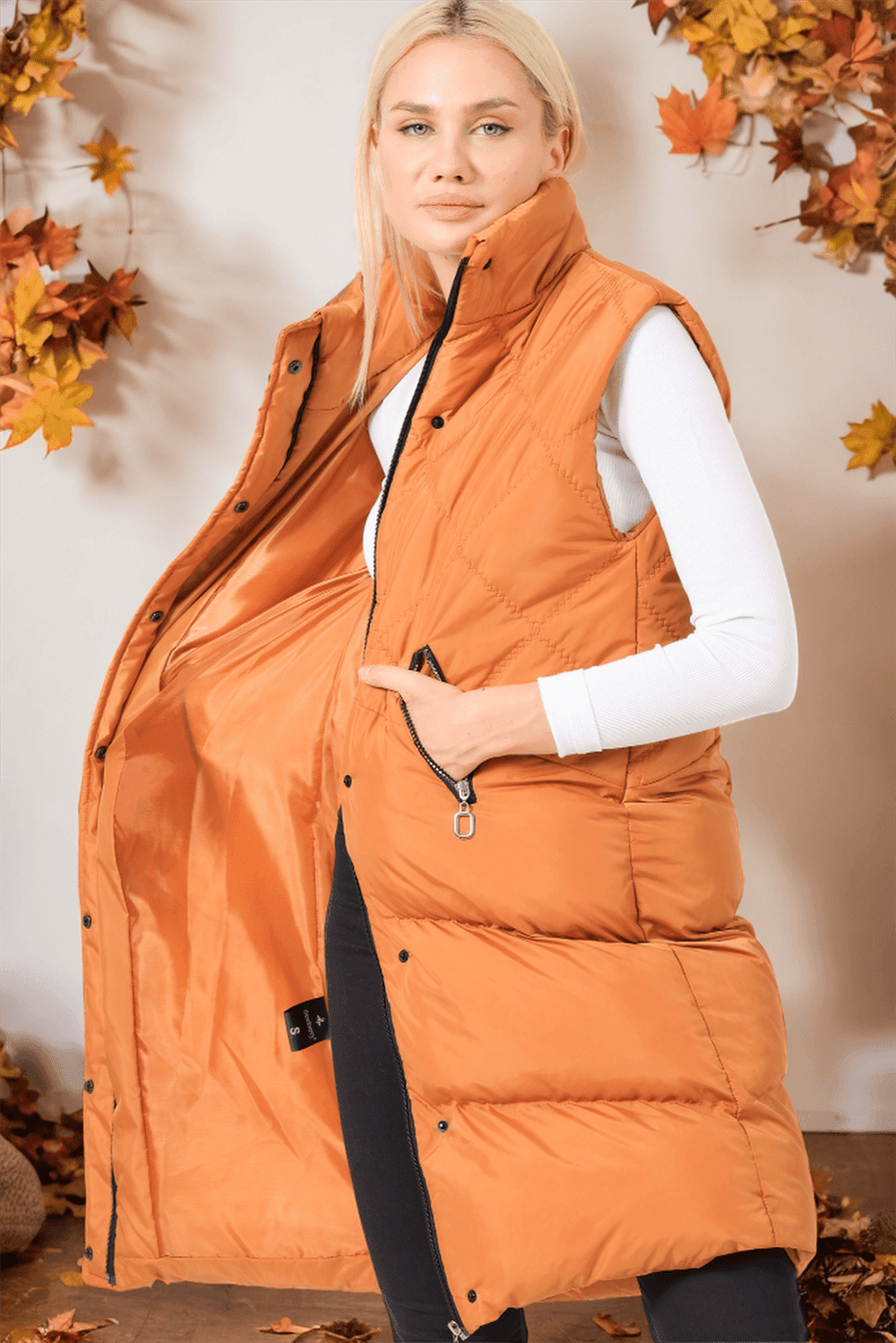 Z6743 DEWBERRY LADIES' VEST-PLAIN CAMEL
