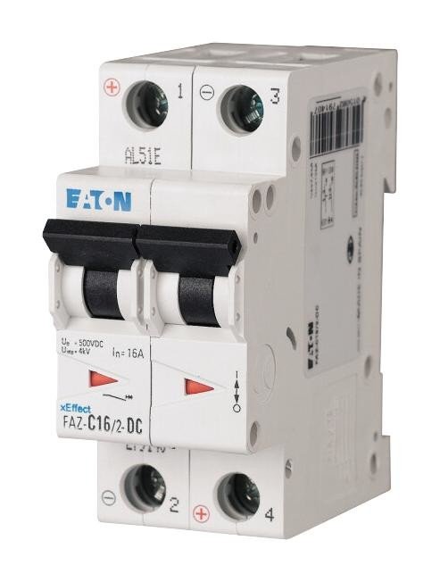 Eaton Moeller Faz-C16/2-Dc Mcb, 16A, C-Type, Dp, 10Ka (Dc)