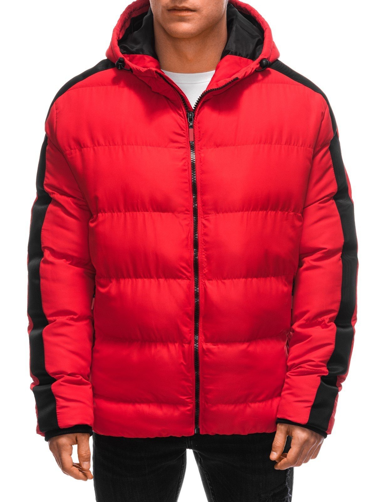 Edoti Men's quilted winter jacket - red