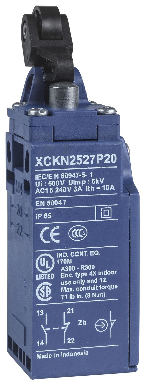 Schneider Electric Xckn2527P20 Limit Switch, Spst-No/nc, Roller Plunger