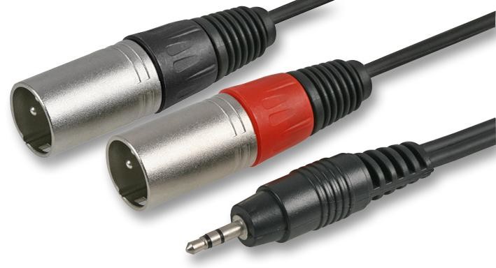 Pulse Pls00299 Av Lead, 3.5Mm 3P To 2X Xlr Plgs, 1M