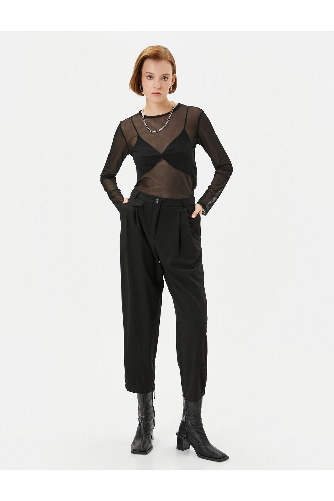 Koton Fabric Cigarette Trousers Pleated Pocket Detailed