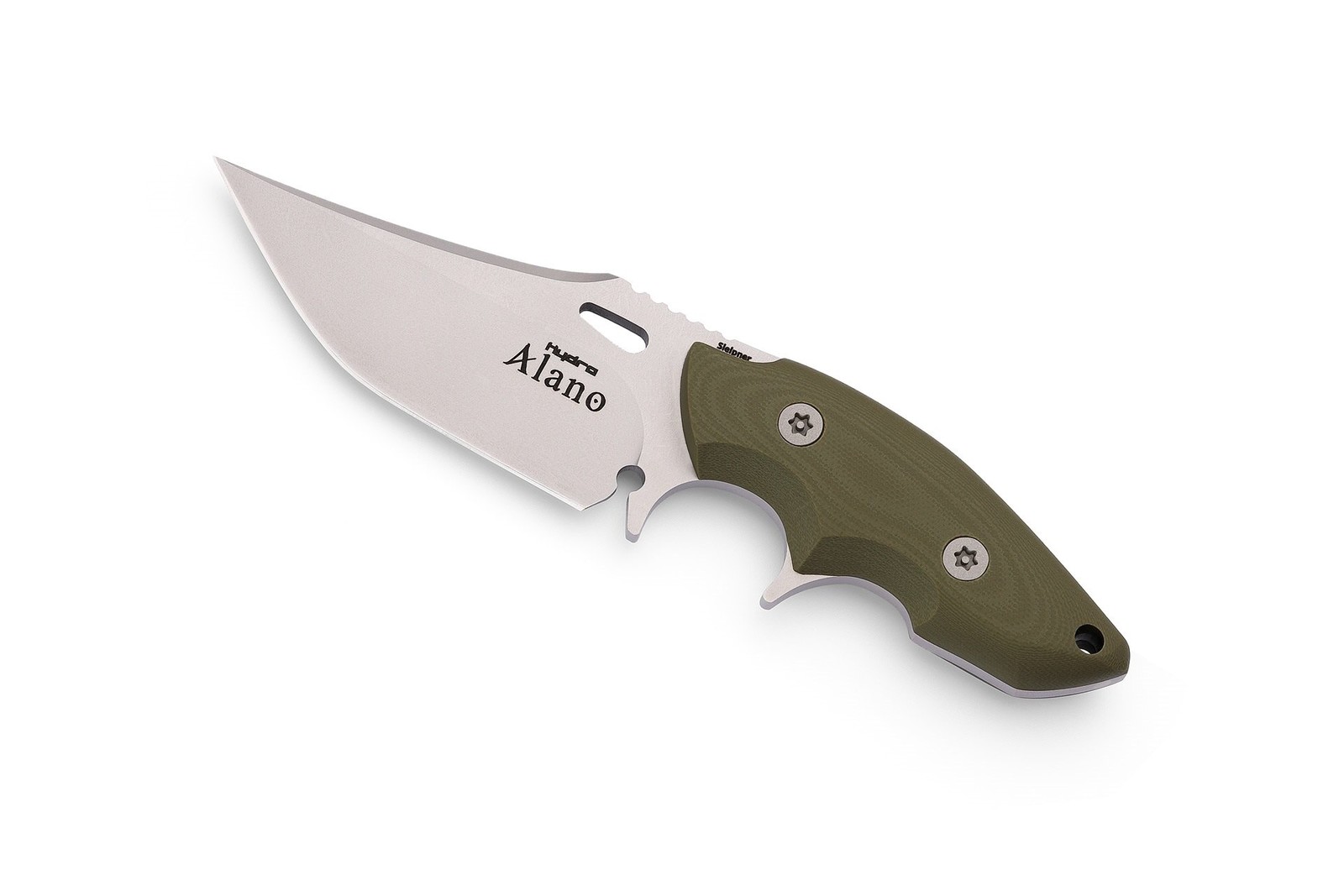 Nůž Alano Hydra Knives® – Stříbrná čepel – Satin, Olive Green (Barva: Olive Green, Varianta: Stříbrná čepel – Satin)