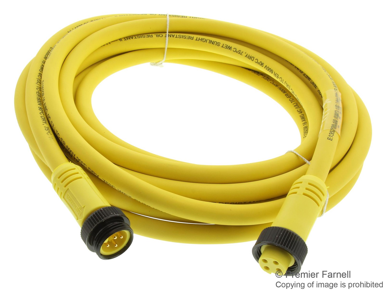 Molex 130010-0885 Mini Change Cord, 4P Rcpt-Plug, 25M, Yel