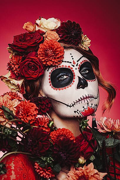 knape Umělecká fotografie Sugar skull creative make up for halloween, knape, (26.7 x 40 cm)