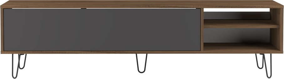 Antracitovo-hnědý TV stolek v dekoru ořechu 165x44 cm Aero – TemaHome